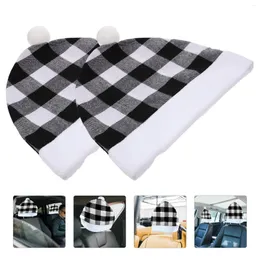 Car Seat Covers 2 Pcs Christmas Cover Unique Decor Xmas Decoration Flannel Santa Claus Hat Headrest Supplies