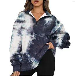 Women's Hoodies Streetwear Women Oversized Sweatshirt Autumn Long Sleeve Lapel Pullovers Fashion Tie Dye Moletom