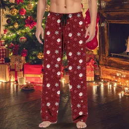 Men's Pants Men Casual Navidad Male Home Trousers Printed Pocket Bottoms Christmas Santa Claus Holiday Celebration Pantalones