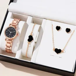 Wristwatches 4PCS Set Luxury Fashion Elegant Alloy Bracelet Women Watches Wristwatch Quartz Watch Ladies Clock For Girl Gift NO BOX
