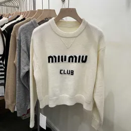 Maglione pullover girocollo per donna autunno e inverno stile pigro nuova lettera camicia a maglia corta fondo superiore