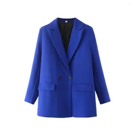 Ternos femininos moda feminina duplo breasted officewear blazer casaco vintage gola entalhada manga longa feminino outerwear topos 21 opções de cores