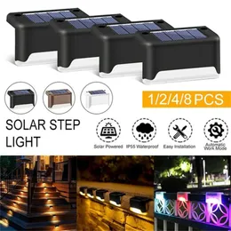 Novo 1/2/4/8 pçs led solar lâmpada caminho escada ao ar livre luz de parede à prova dwaterproof água jardim paisagem passo deck luzes varanda cerca luz solar