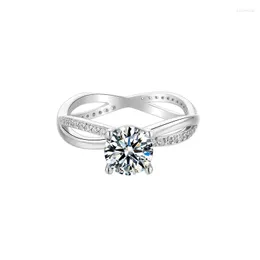 Cluster Rings Boeycjr 925 Silver Heart 1CT D Color Moissanite VVS1 Elegant engagemang bröllopsring för kvinnor gåva
