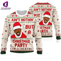 Męskie swetry unisex brzydki świąteczny sweter czarny mężczyzna chrismas Xmas Jumper Tops 3D Print Crewneck Bluza dzieci Casual Long Rleeve