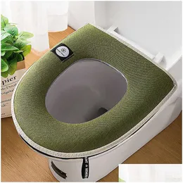 Toilet Seat Covers Ers Er Winter Warm Soft Wc Mat Bathroom Washable Removable Zipper With Lidhandle Waterproof Drop Delivery Home Ga Dhuw4