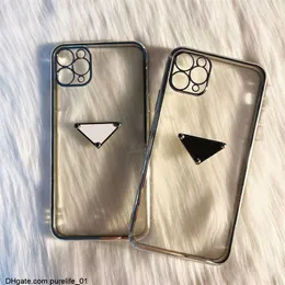 Triângulo celular luxo casos de telefone iphone caso transparente designer banhado quadro para iphone14 pro max plus 13promax 12 mini xs xr 7 8p