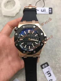 U1f erkek saat 15720st 15710st 15720cn Tarih Kauçuk kayış siyah kadran erkekler saat otomatik hareket 42mm izle erkek kol saatleri