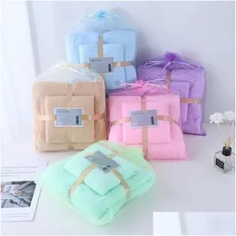 Towel Towel 2Pcs/Set Towels Set Bath Quick Drying Coral Fleece Bathroom For Adts Travel El Drop Delivery Home Garden Home Textiles Dhfnb