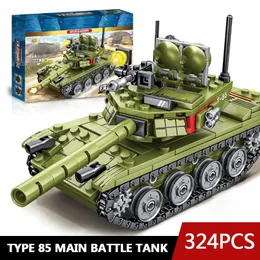 Soldier Sembo Block 324pcs المعدات العسكرية 85 Main Battle Tank Models Building Build Build WW2 Army Weapon Meanicles for Children الأولاد 231124