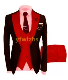 Esmoquin de boda Trajes de un botón para hombres Padrinos de boda Muesca Solapa Novio Esmoquin Boda / Baile de graduación Hombre Blazer Chaqueta Pantalones Chaleco Corbata W1251111121112