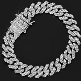 Charme Pulseiras Hip Hop 13mm Strass Prong Iced Out Cuban Link Chain Pulseira Homens Mulheres Cor de Ouro Bling Borboleta Cubana Pulseira Jóias 231123