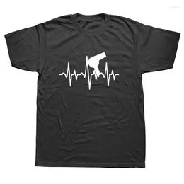 Herren-T-Shirts Heartbeat Of Hairdresser Men Cool Hair Printed Shirt Short Sleeve Cotton Barber T-Shirts Tops