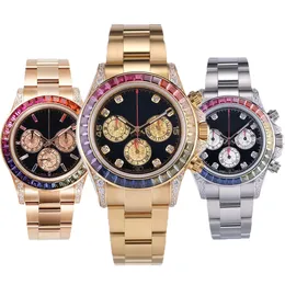 Mens Rainbow Watch Designer Diamond Luxury Rose Gold Movement Daytonas Watches Men Fashion Mechanical Wristwatch 30zk#