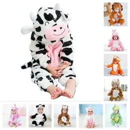 Piżama dzieci onesie zwierzę panda tygrys jednorożca ropa bebe baby rompers zimowy kostium krowy kigurumi dla dziewczynki boys kombinezon 231124