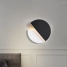 Lâmpada de parede Nordic LED Light rotatable semicircular preto para quarto sala de estar decoração minimalista casa iluminação