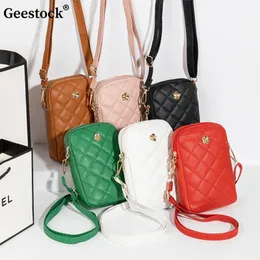 Sacos da noite Geestock PU Couro Bolsa de Ombro Bordado Telefone Móvel Mulheres Moda Crossbody Mini Bolsa para Carteira Feminina Bolsa 231123