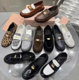 Penny-Loafer-Schuhe Designer-Damen-Loafer aus gebürstetem Leder mit Gingham-Karo-Stoff, modisch, Vintage-Effekt, hochwertig, Outdoor-Freizeit, Glitzer-Loafer, Größe 35–40