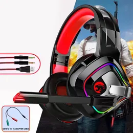 Fones de ouvido com microfone para PC Xbox One PS4/5 Controlador Bass Surround Laptop Jogos com cancelamento de ruído Gaming Headset Flash Light