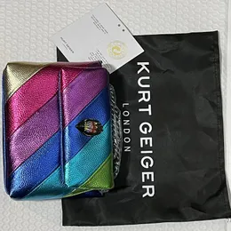 Eagle Mini Rainbow Damen-Einkaufstaschen, tragbar, verbunden, farbige Umhängetasche, Schultertasche mit Diamant-Metalllogo