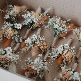 Christmas Decorations Small Floral Dried Flower Mini Bridesmaid Bouquets Men Wedding Rustic Bridal Wrist Corsage Party DIY Craft Home Table Decoration 231123