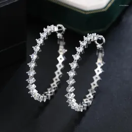 Hoop Earrings Luxury Light Korean Senior Sense Of Cold Wind Cubic Zirconia Stone Women's Party Jewelry Anniversary Surprise