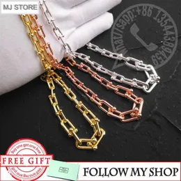 925 Sterling Silver Necklace for Women Hardwear Series Tradusted Link Charm U Type S الفاخرة T Jewelry7314567268S