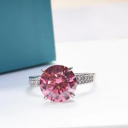 Cluster Ringe 5 Karat rosa Moissanite Ring Pass Diamond S925 Sterling Silber Feiner Schmuck für luxuriöses Hochzeitsgeschenk