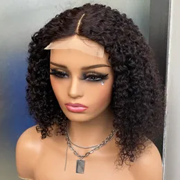 Kinky Curly 4b Short Bob T Part Wig 100% Remy Raw Human Hair Malaysian Brazilian Indian For Black Women