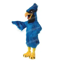 Halloween Long Hair Blue Jay Mascot Costumes High Quality Cartoon Theme Character Carnival Adults Size Outfit Christmas Party Outfit Suit For Men Women