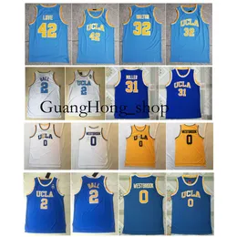 NCAA UCLA Bruins College Basketball Jerseys Russell Westbrook Lonzo Ball Reggie Miller Bill Walton Kevin Love Azul Tamanho S-XXL Raro