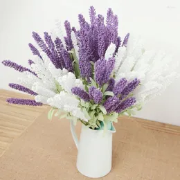 Dekorativa blommor 12 Heads Provence Lavender Plants Artificial Flower Decoration Silkr Simulation 5st/Lot