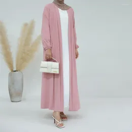 Etnik Giyim Abaya Caz Krep Müslüman Kadın Kimono Hırka Zarif İslam Dubai Türkiye Hijabi Robe Mütevazı Dış Giyim Ramazan (İç Elbise Yok)