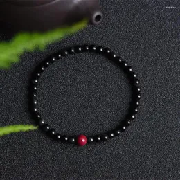 Charmarmband naturliga obsidian enkelring armband cinnabar pärlor fashionabla enkla och mångsidiga mäns kvinnors råa smycken