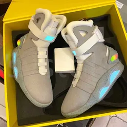 Automatic Laces Air Mag Sneakers Marty Mcfly's Led Outdoor Shoes Man Back To The Future Glow In The Dark Gray Boots Mcflys Mags With Box Size 40-47