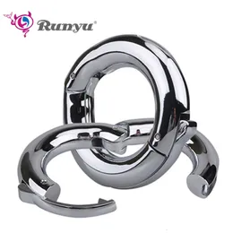 Cockrings Runyu Metal Sperm Locking Ring Adjustable Weight Bearing Ring Exercise Ejaculation Delay Scrotal Restraint Adult Rooster Supplies 230425