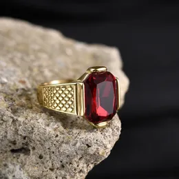Anéis de banda masculino de alta qualidade vintage aço inoxidável estilos de pedras preciosas 18k anel banhado a ouro jóias profissional fábrica feita 231124