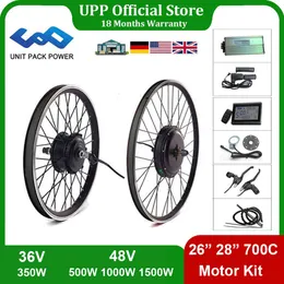 Electric Bike Conversion Kit 26 28 "700C Ebike Conversion Kit 36V 350W 500W 48V 1000W 1500W Främre bakre cykelnav Motorhjul