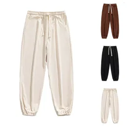 Мужские брюки, мужские вельветовые спортивные штаны с эластичной резинкой на талии, винтажные свободные тонкие скраб с карманами