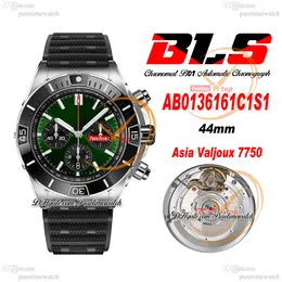 BLS Chronomat B01 ETA Valjoux A7750 Automatic Chronograph Mens Watch 44 Ceramic Bezel Green Black Dial Rubber UB0136251L1S1 Super Edition Reloj Hombre Puretime c3