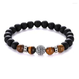 Strand 4 Colors Pave CZ Zirconia Matted Black Onyx Natural Stone Beads Bracelet Female Balance Yoga Pulseira Buddha Jewelry