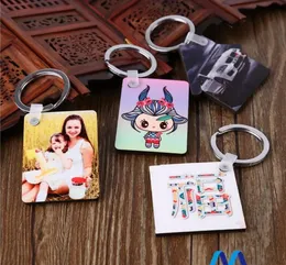 سلسلة مفاتيح مفاتيح DIY Blank Sublimation Hardboard Printing MDF Wooden Keychain.