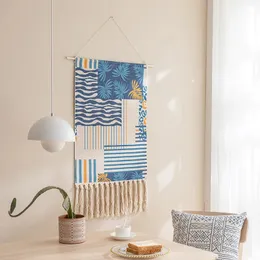 Tapeçarias artesanais macrame parede pendurado algodão tecido tapeçaria estilo fazenda franja borla arte decoração boho porta decoração 231124