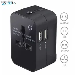 Power Cable Plug Universal Worldwide All in One Phone Charger Travel Wall AC Power Plug Adapter with Dual USB Charging Ports for USA EU UK AUL231125