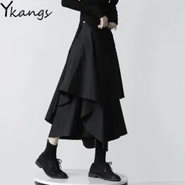 Etekler Japon Gotik Düzensiz Yüksek Belle Pileli Kadınlar Siyah Harajuku Punk Kargo Yaz Vintage Giyim Uzun Saia 230424