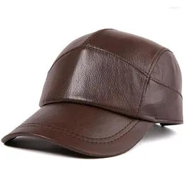 Ball Caps Men's Genuine Leather Hat Male Cowhide Baseball Cap Adjustable Hats Cowboy Youth B-8802