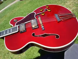 Gorąca sprzedaż dobrej jakości gitary elektrycznej Byrdlandwine Red Archtop Guitar James Hutchins zbudował instrumenty muzyczne