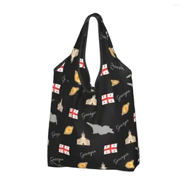 Torby na zakupy Kawaii wydrukowane Georgia Flag Mao Tote Bag Portable ramię Kupper Gruzińska dumna torebka patriotyczna