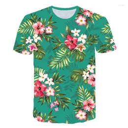 メンズTシャツの花3Dシャツグリーンの葉