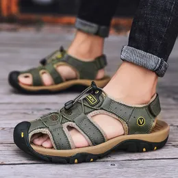 Sandals Sandal Pria Musim Panas Sepatu Kulit Caminhada Luar Ruangan Ukuran 4048 230425